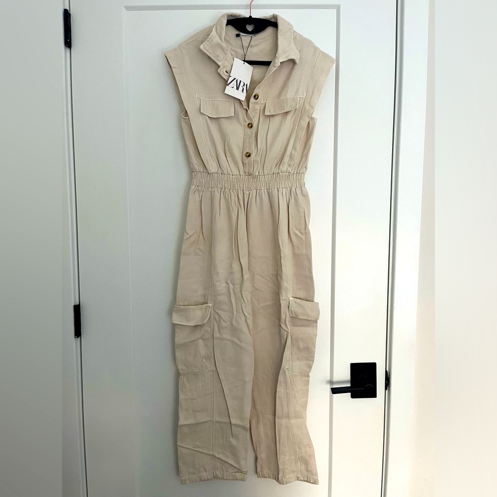 Zara Girls beige jumpsuit Size 11/12 New with tags